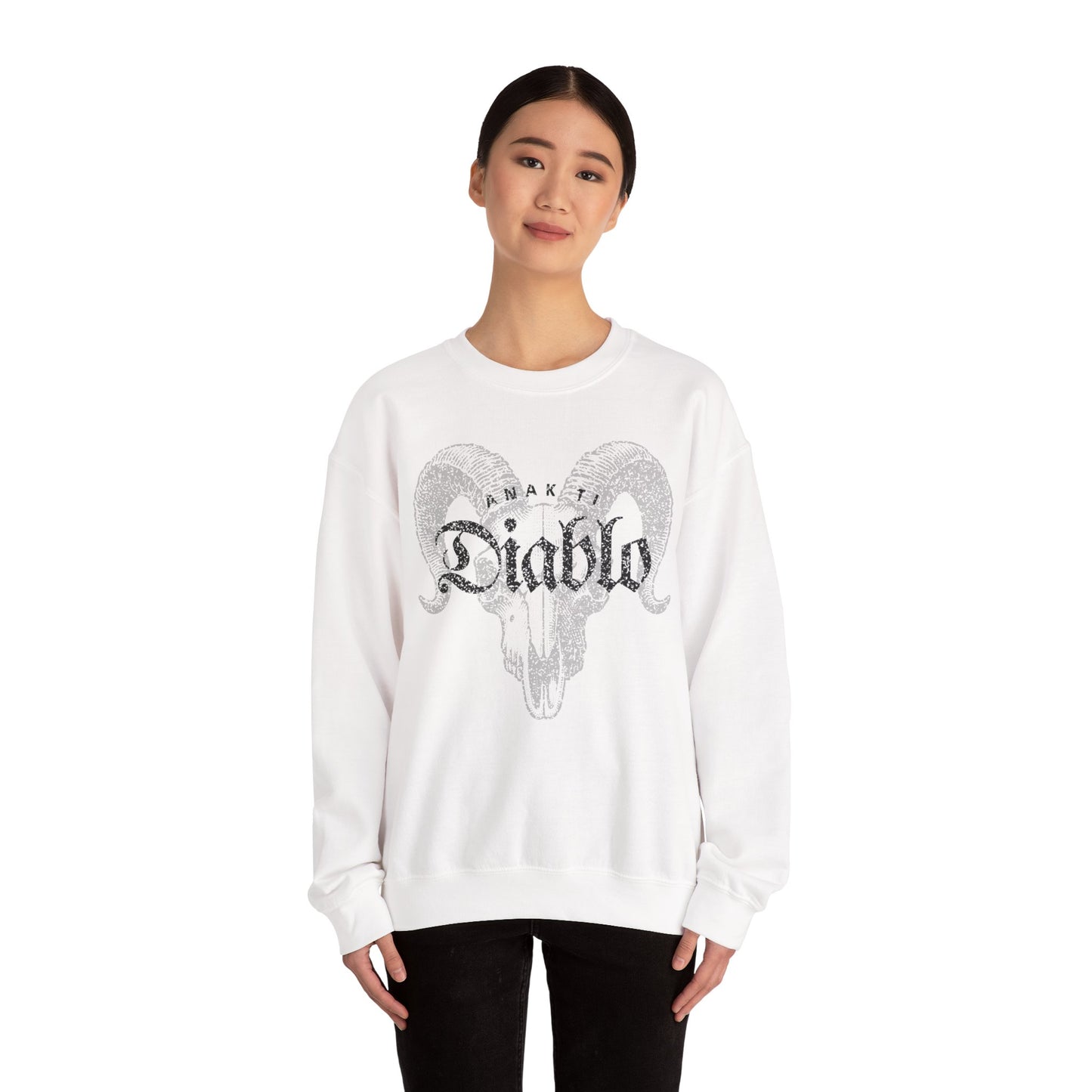 Anak Ti Diablo Goat Skull Sweatshirt – Edgy Gothic Graphic Crewneck