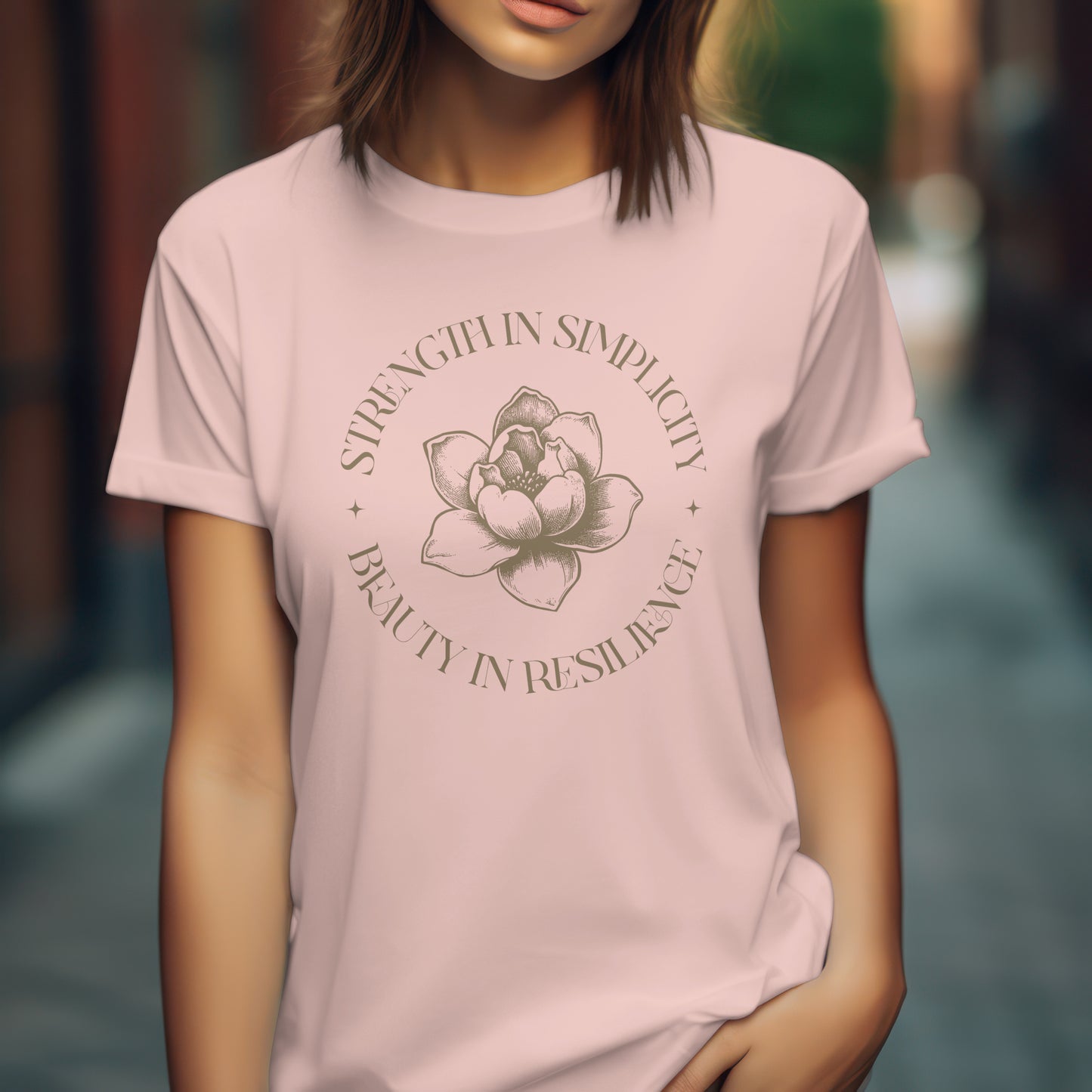 Strength in Simplicity T-Shirt – Beauty in Resilience Floral Design Tee