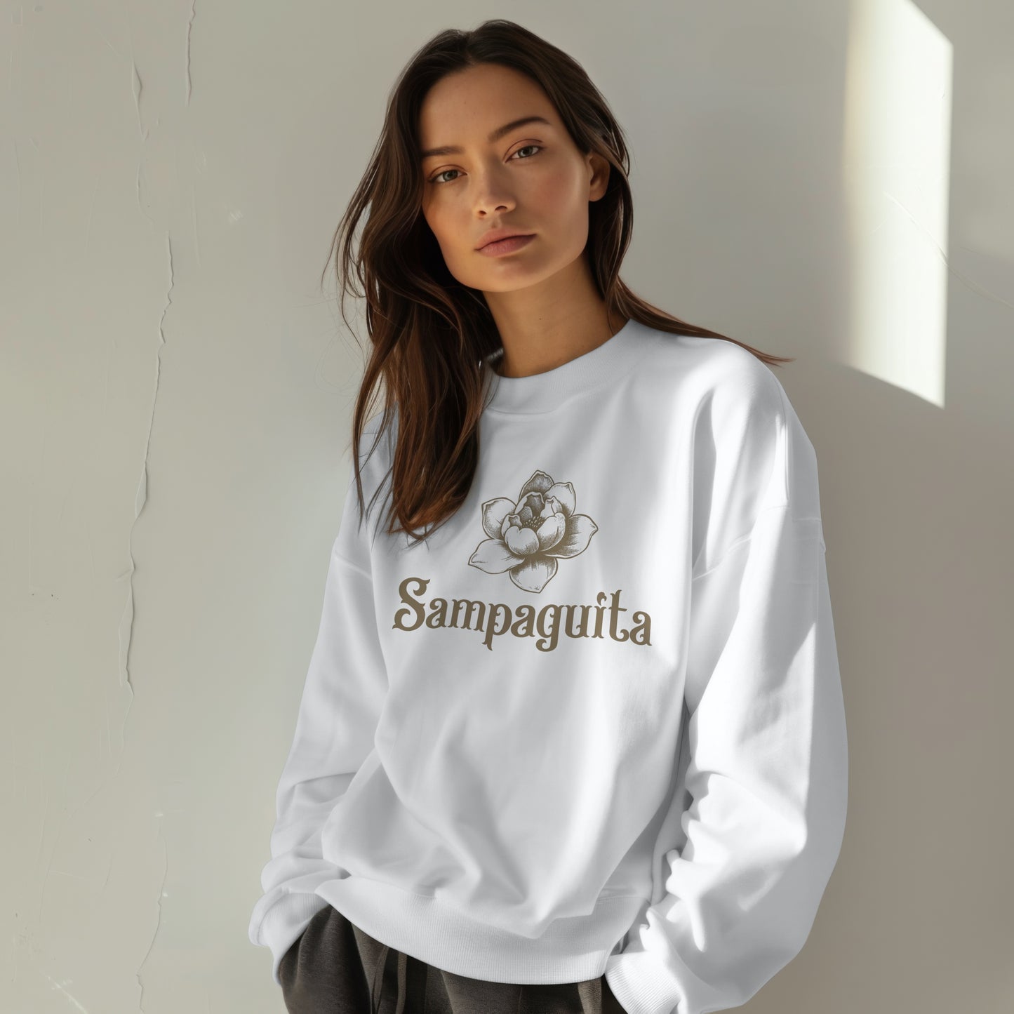 Sampaguita Sweatshirt – Minimalist Floral Design Crewneck for Everyday Style