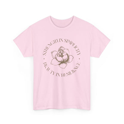 Strength in Simplicity T-Shirt – Beauty in Resilience Floral Design Tee