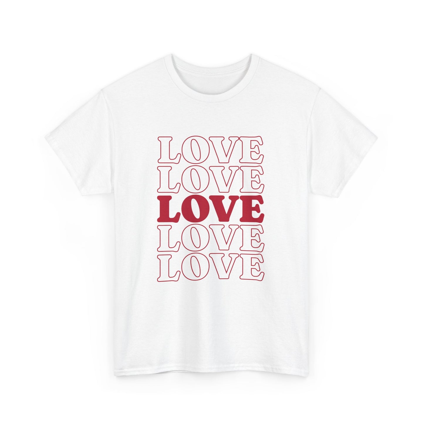 Stylish White Graphic Tee with Bold Red LOVE Design - Perfect Casual Wear