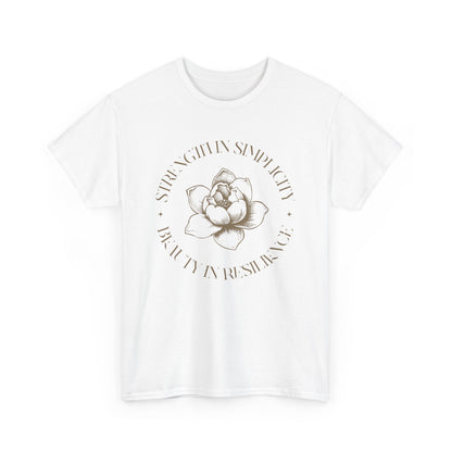 Strength in Simplicity T-Shirt – Beauty in Resilience Floral Design Tee
