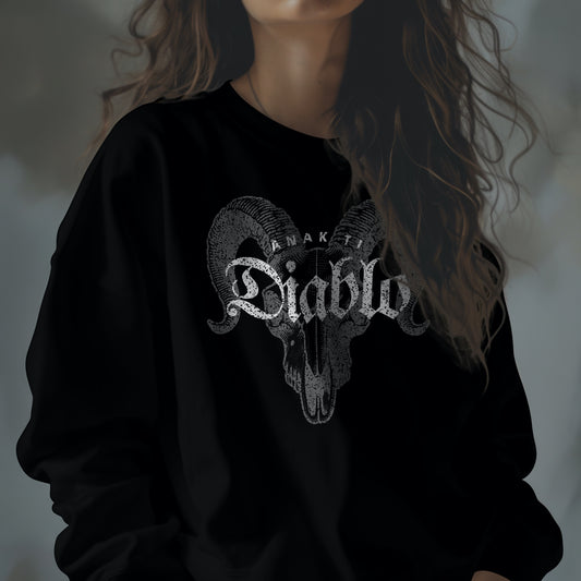 Anak Ti Diablo Goat Skull Sweatshirt – Edgy Gothic Graphic Crewneck