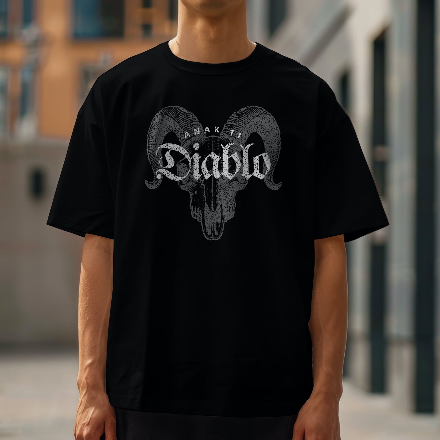 Anak Ti Diablo Goat Skull Graphic T-Shirt - Edgy Unisex Black Tee